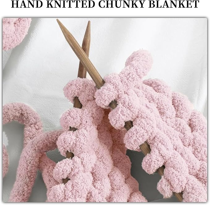 SUNTQ 8 Pack Jumbo Chunky Chenille Yarn for Crocheting, Bulky Thick Fluffy Yarn for Hand Knitting Blanket, Soft Plush Knitting Yarn for Scarf,Home Decor, Pink(32 yds,8.8 oz Each Skein)