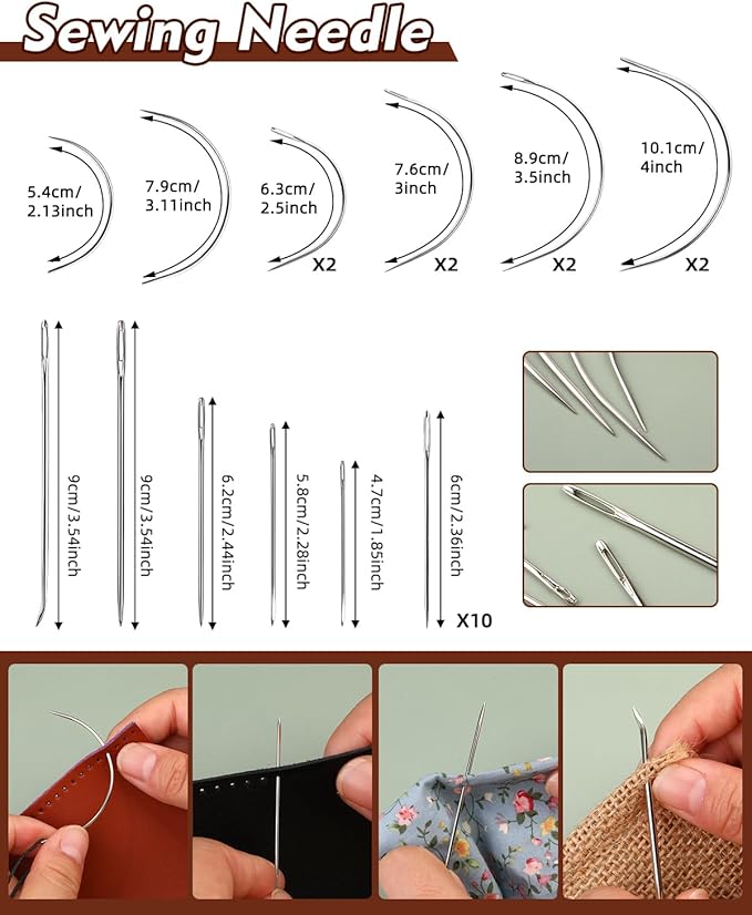 BAGERLA Heavy Duty Sewing Kit, Needle and Thread Kit with Upholstery Thread Needles Sewing Awl Seam Ripper for Car Seats Carpets Shoes Backpacks DIY Crafting