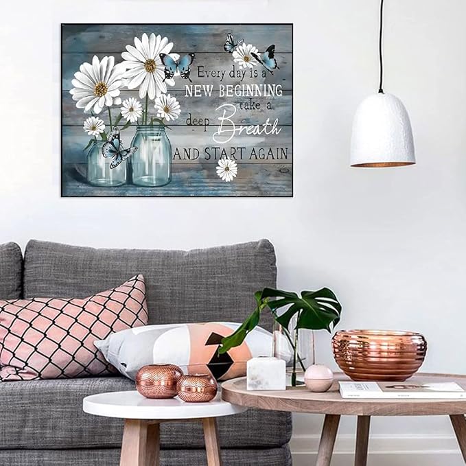 Daisy Stamped Cross Stitch Kits - Inspirational Flower Counted Cross Stitch Kits for Beginners Adults Needlepoint Cross-Stitch Patterns Dimensions Needlecrafts Embroidery Kits Arts and Crafts