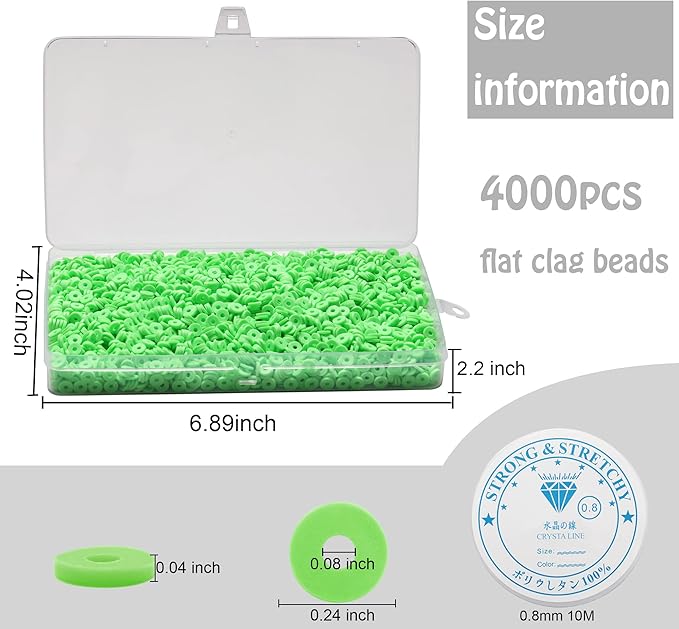 4000 Pcs Clay Beads for Bracelets Making, Polymer Spacer Flat DIY for Jewelry Necklace Earring Making Kit, Preppy Aesthetic Heishi Heshie Thin Disk Beads Assortments Set 4 6 8MM (GR-6-07, 6MM)