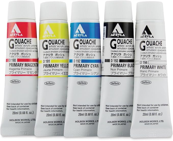 Holbein Acryla Gouache 20ml Primary Mixing Colors Set of 5