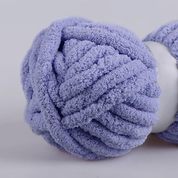 Blue Purple Chunky Chenille Yarn for Crocheting Bulky Thick Fluffy Yarn for Knitting,Super Bulky Hand Blanket, Soft Plush Yarn Crochet Carpet/Scarf/Cushion/ 8 Jumbo Pack(63.76oz/197.68yd