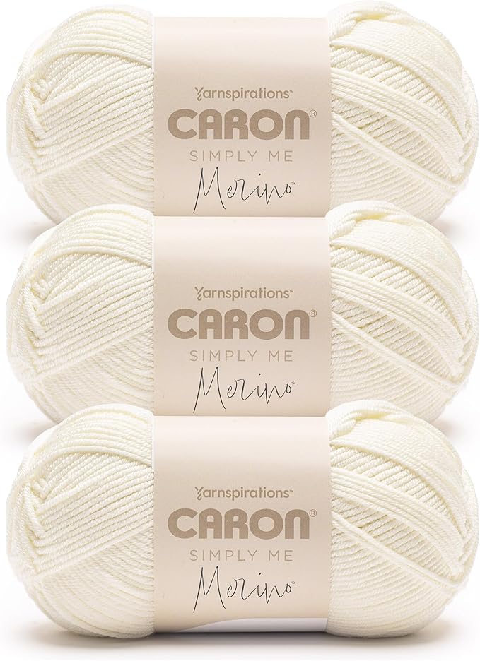 Caron Simply Me Merino Heirloom White Yarn - 3 Pack of 100g/3.5oz - 50% Acrylic, 50% Merino Wool - #3 DK (Light) - 215 Yards - Knitting/Crochet