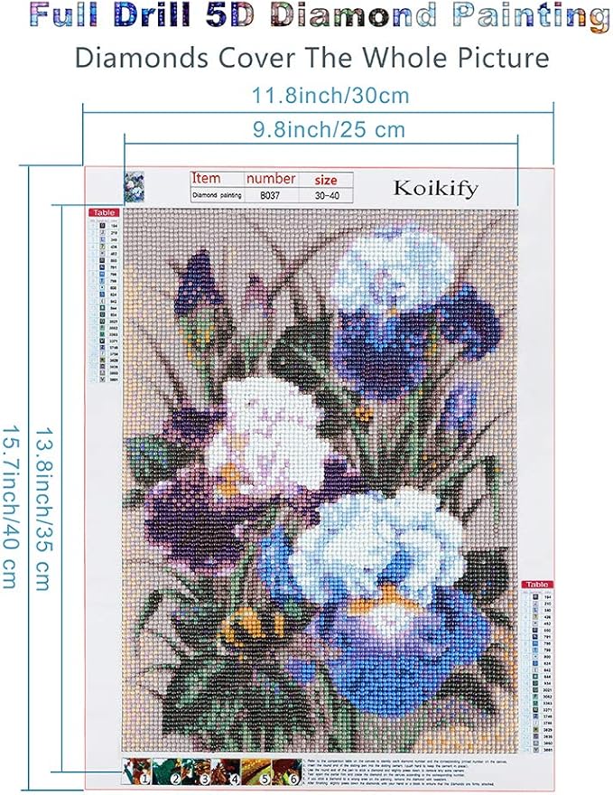 Koikify 5D Diamond Painting Kits for Adults, Full Round Drill Flower Painting 5D Cross Stitch Arts Resin Diamond Picture Beads Pasted Craft DIY Painting for Home Wall Decor, Gift 11.8 x 15.7 Inch