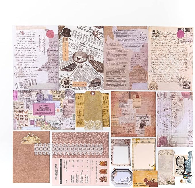 Aldieco 260pcs Vintage Scrapbooking Stickers Pack, DIY Retro Journaling Supplies Stickers kit,Scrapbook Paper Accessories,Coffee Scrap Book Washi Paper Stickers(nuanjushouji)