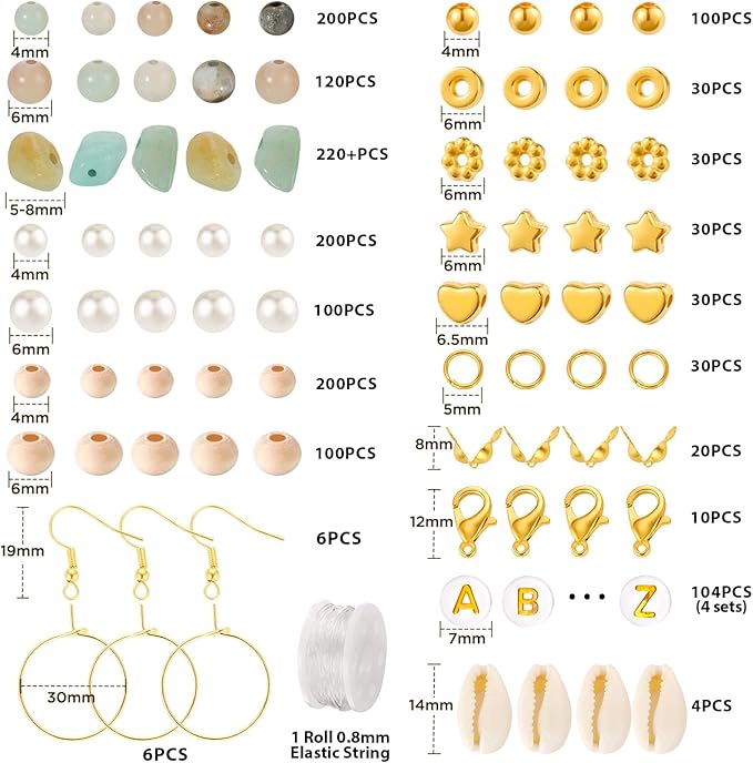 funtopia jewelry making kit for adults, 1562pcs natural stone beads bracelet making kit, jewelry making supplies gemstone crystal marble beads for diy craft bracelet necklace earrings