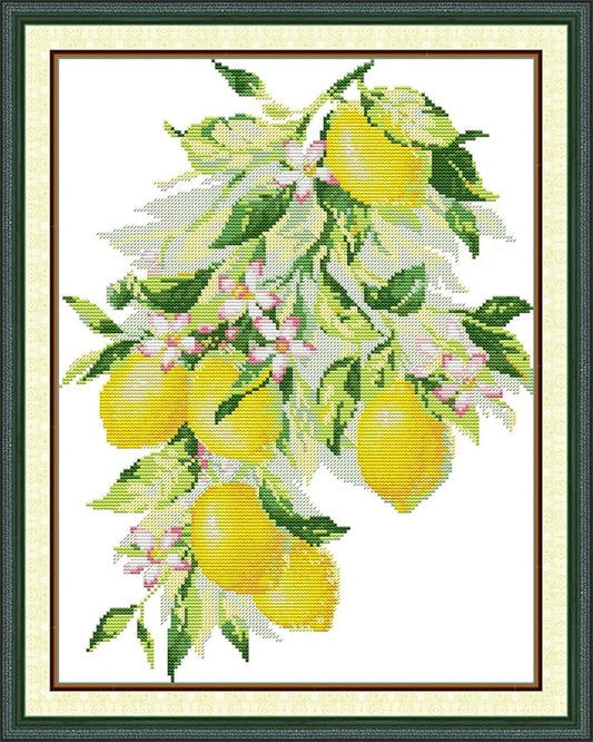 Meecaa Cross Stitch Kits 14 Count Stamped, Lemon Flower Embroidery Kit with Accessories Pre Printed (Wheat Field)