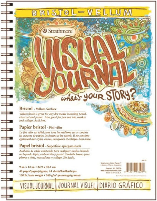 Strathmore 300 Series Visual Bristol Journal, 9"x12" Vellum, Wire Bound, 24 Sheets