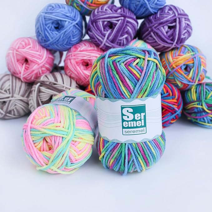 2 Packs (2*48g/2*142 Yards) Crochet/Knitting Rainbow Acrylic Yarn - Soft, Multicolor Variegated Yarn for Beginners' Crochet Projects and Blankets