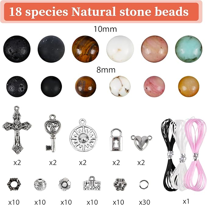 Tunmiok Natural Beads for Bracelets for Jewelry Bracelet Making kit for Adults with Spacer Beads & Bracelet Charms and Natural Stone for Jewelry Making & DIY Bracelet, Necklace, Earring Set Supplies