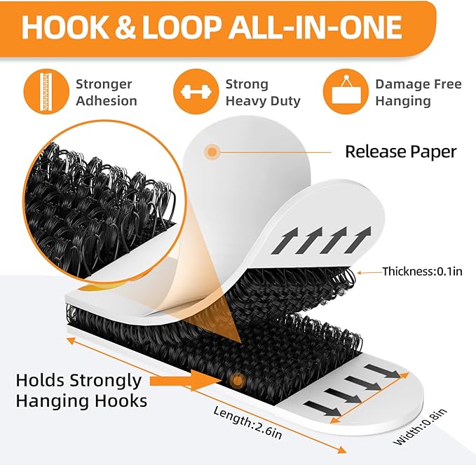 Picture Hanging Strips,Picture Hanger Kit, Removable Damage Free,Picture Hanging Hooks,Black Medium(40Pack)
