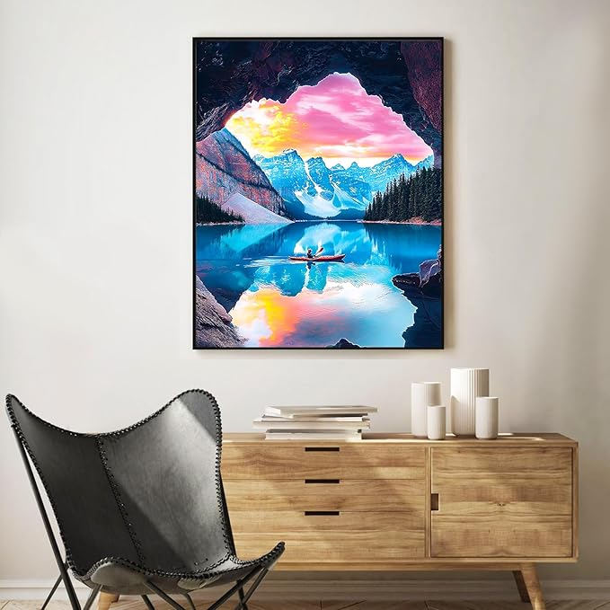 Paint by Numbers Kit for Adults Beginner Snow Mountain, Adult Paint by Number Kits on Canvas, Lake Landscape DIY Acrylic Oil Painting by Numbers for Adults, Perfect for Home Wall Decor 16X20 Inch