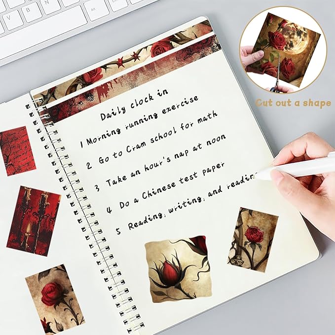 6x6" 160gsm cardstock Single Sided Scrapbooking 24 Papers Pad vintage decoupage scrapbook kit patterned paper junk journal supplies journaling supply scrap paper crafting.Candle Rose