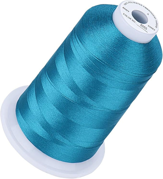 Simthread 5500Yds Embroidery Thread, 5000M High-Yardage 40WT 100% Polyester Thread – 170+ Vivid Colors, High-Speed Rated – Compatible with Brother, Singer, Janome & More - Blue Satin S055