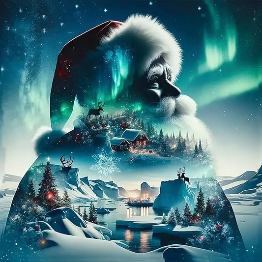 Christmas Diamond Art Kits for Adults - Santa Claus Diamond Painting Kits for Adults, 5D DIY Full Round Drill Paint With Diamonds Dots Gem Art Crafts Kits for Home Decor Gift 12x12inch (Aurora)
