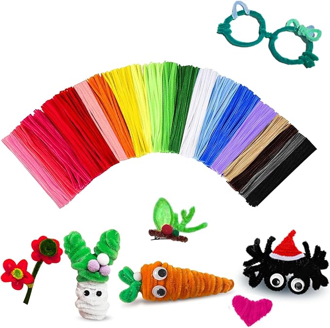 Pipe Cleaners,Arts and Crafts,Chenille Stems,1000PCS Pipe Cleaners Craft Christmas Gifts Craft Supplies for Kids Projects Creative DIY Decorations,Juegos para Niños