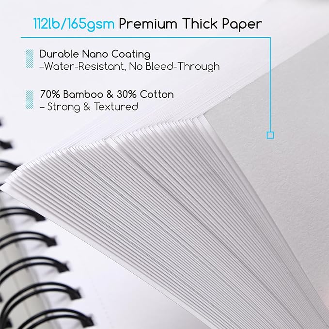 MEEDEN Mixed Media Paper Pad: 8" x 10" 112lb/165gsm Spiral Bound Mixed Media Sketchbook with DIY Cover - 60 Sheets Art Drawing Paper Sketch Pad for Artist Adults Painting Writing Sketching