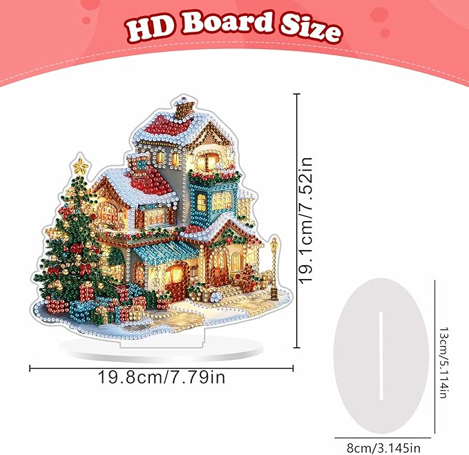 5D Diamond Art Kits for Adults, Fairy House, Special Shaped Rhinestone Diamond Art Christmas Ornaments, Snowy House, DIY Diamond Art Painting Desktop Ornament Gem Art crafts for Adults Home Decor