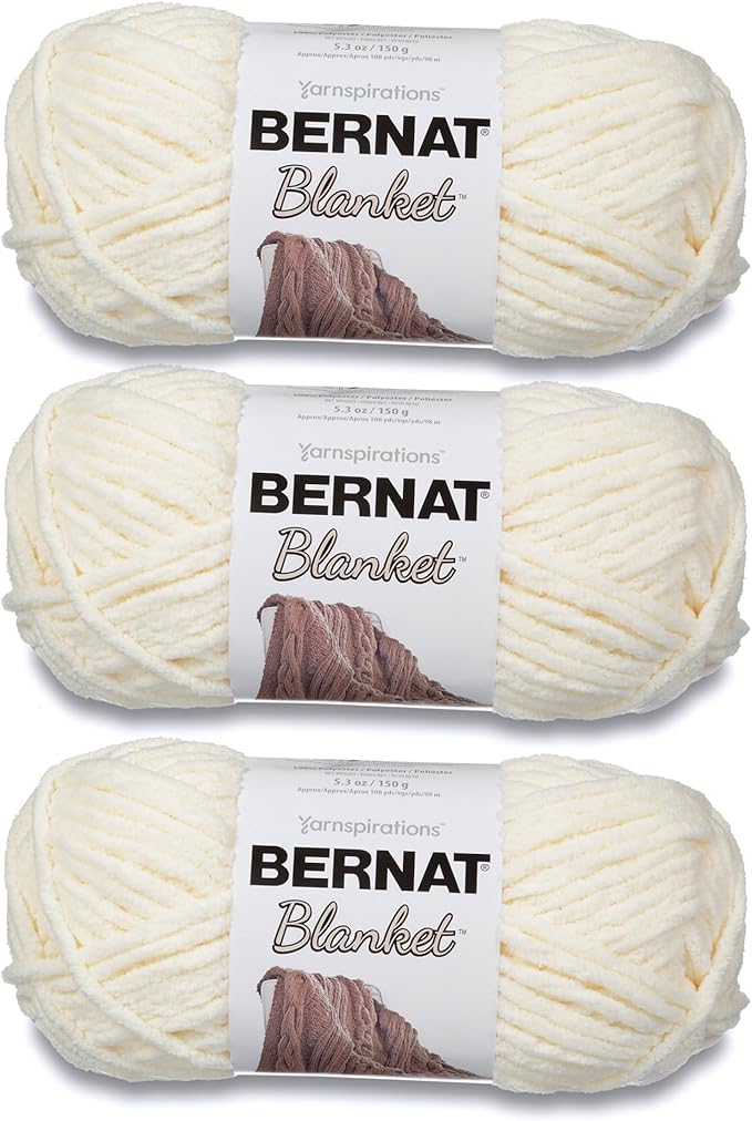 Bernat Blanket Vintage White Yarn - Pack of 5.3oz/150g - Polyester - #6 Super Bulky - 108 Yards - Knitting & Crochet