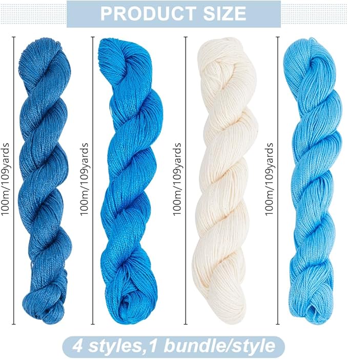 FREEBLOSS 4 Pcs Sashiko Thread Skein 100 Meters*4 Colors Cotton Embroidery Thread Japanese Quilting & Sashiko Kit Supplies