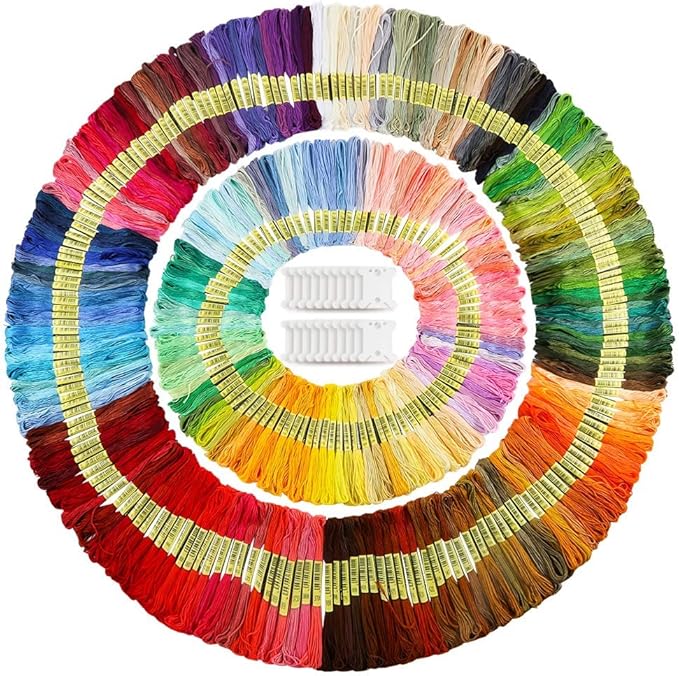 Caydo 300 Skeins Embroidery Floss, Rainbow Color Friendship Bracelets Floss with 20 Pieces Floss Bobbins