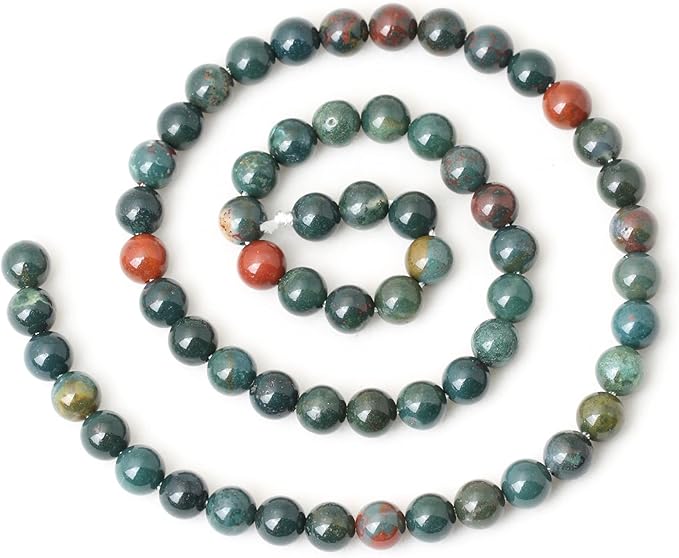 cheavian 60pcs 6mm natural indian bloodstone round loose beads for jewelry making diy bracelet necklace materials 1 strand 15"