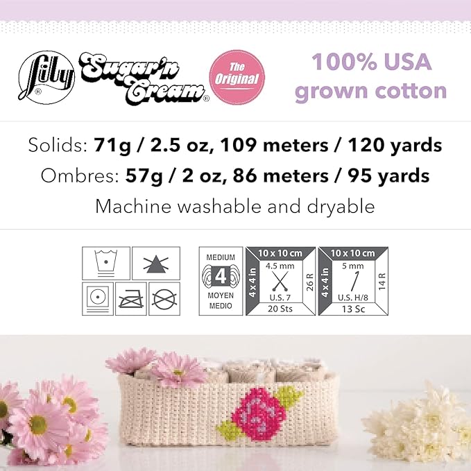 Lily Sugar 'N Cream The Original Solid Yarn, 2.5oz, Medium 4 Gauge, 100% Cotton - Sage Green - Machine Wash & Dry