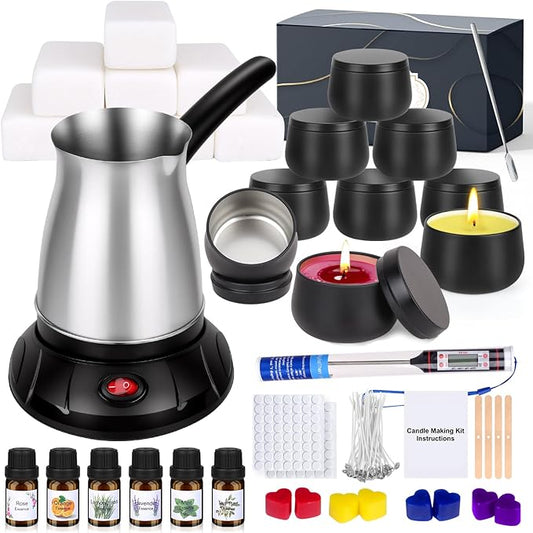 KIYTARBOO Candle Making Kit with Wax Melter, DIY Soy Candles Making Supplies for Adults and Beginners, Complete Jar Candle Kit for Starter, Perfect as Home Decoration Party Gift