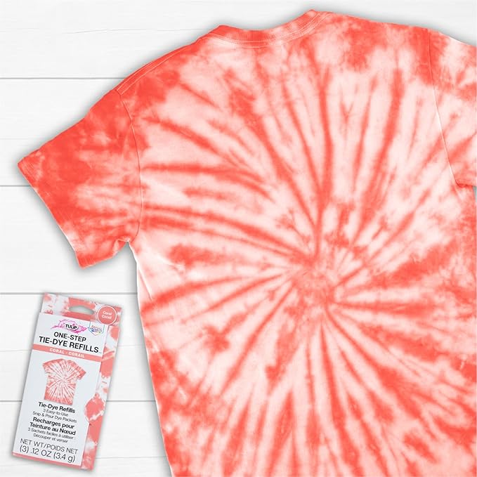 Tulip One-Step Tie-Dye Kit , 3 Fabric Dye Refill Packs, Packs, Coral