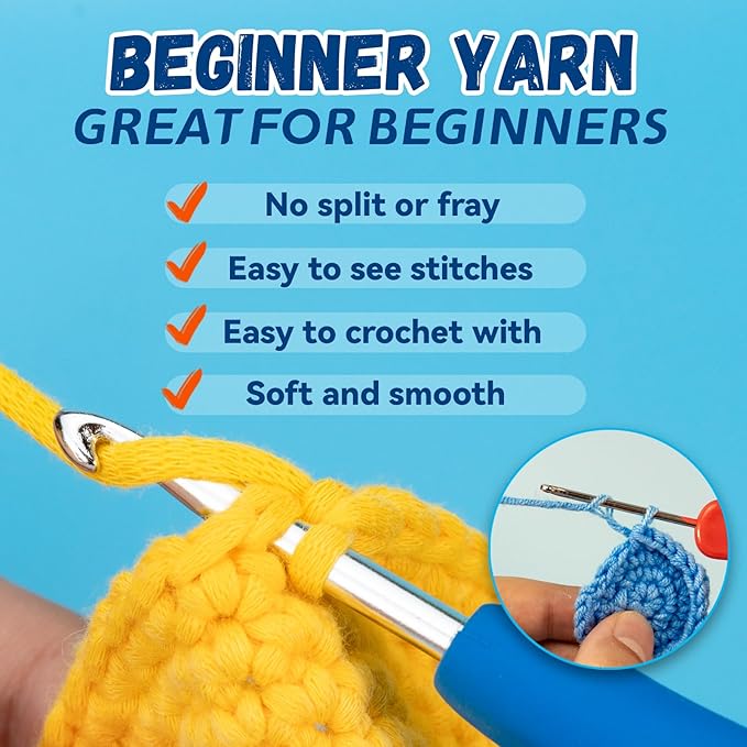 3x60g Carrot Yarn for Crocheting and Knitting;3x66m (72yds) Cotton Yarn for Beginners with Easy-to-See Stitches;Worsted-Weight Medium #4;Cotton-Nylon Blend Yarn for Beginners Crochet Kit Making