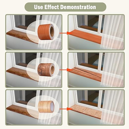 Wood Grain Repair Tape, 2" x 32ft Self Adhesive Tape for Furniture, Flooring, Cabinets, Doors, Windows, DIY Crafts - Durable, Easy to Use for Seamless Repairs