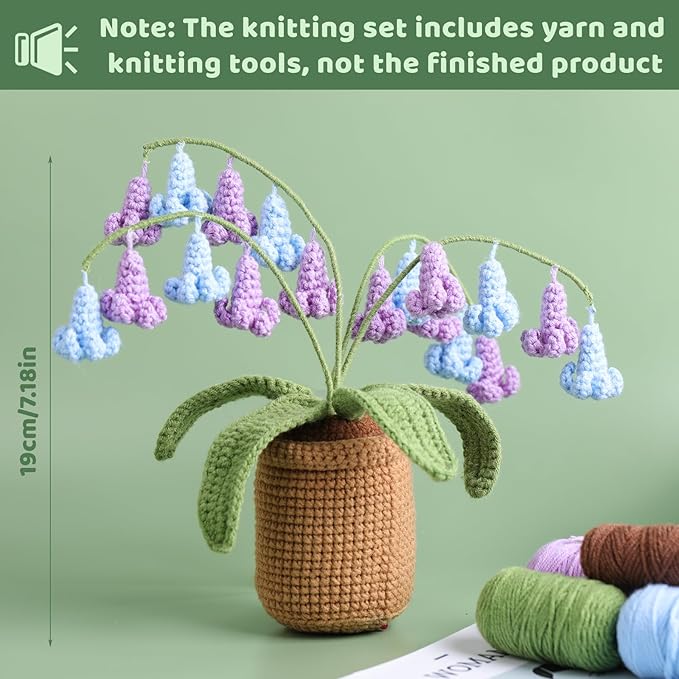 kgxulr Crochet Kit for Beginners,Bluebell Crochet Kit Beginner Crochet Starter Kit for Complete Beginners Adults, Crocheting Knitting Kit with Step-by-Step Video Tutorials(Bluebell)