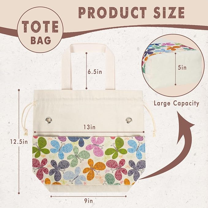 TOGETRUE Yarn Bag, Knitting Crochet Tote Bag, Yarn Storage Bags Organizer, Crochet Bags for Crocheting Project, Store Skein Ball, Short Knitting Needle (Medium,Butterfly)