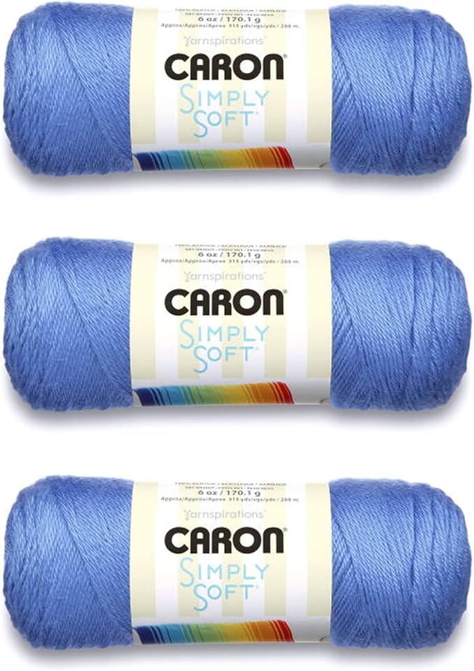 Caron Simply Soft Berry Blue Brites Yarn - 3 Pack of 170g/6oz - Acrylic - 4 Medium (Worsted) - 315 Yards - Knitting/Crochet