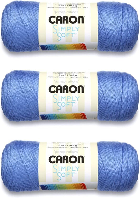 Caron Simply Soft Berry Blue Brites Yarn - 3 Pack of 170g/6oz - Acrylic - 4 Medium (Worsted) - 315 Yards - Knitting/Crochet