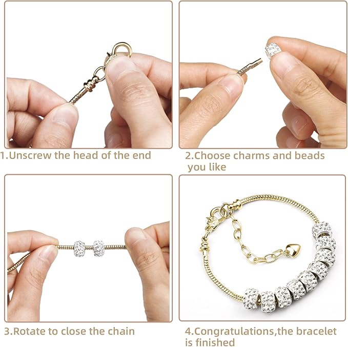 10PCS Snake Chain Charm Bracelet with Bracelet Helper Adjustable Snake Bracelet Chains with Lobster Clasp Extender Chain for Women DIY Jewelry Making Supplies
