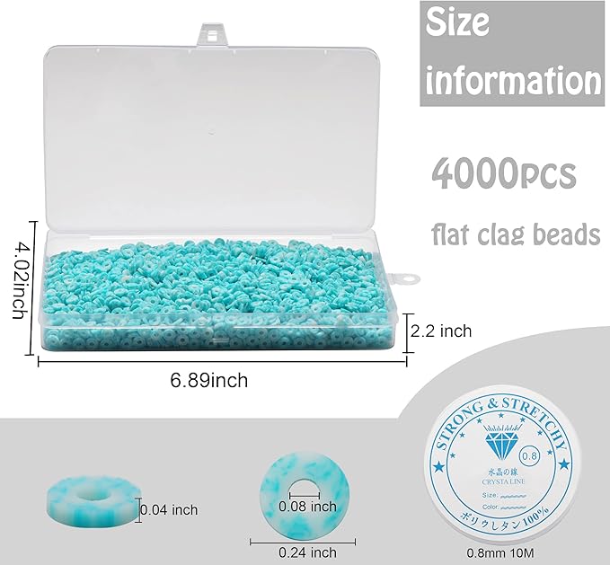 4000 Pcs Clay Beads for Bracelets Making, Polymer Spacer Flat DIY for Jewelry Necklace Earring Making Kit, Preppy Aesthetic Heishi Heshie Thin Disk Beads Assortments Set 4 6 8MM (SK-22, 6MM)