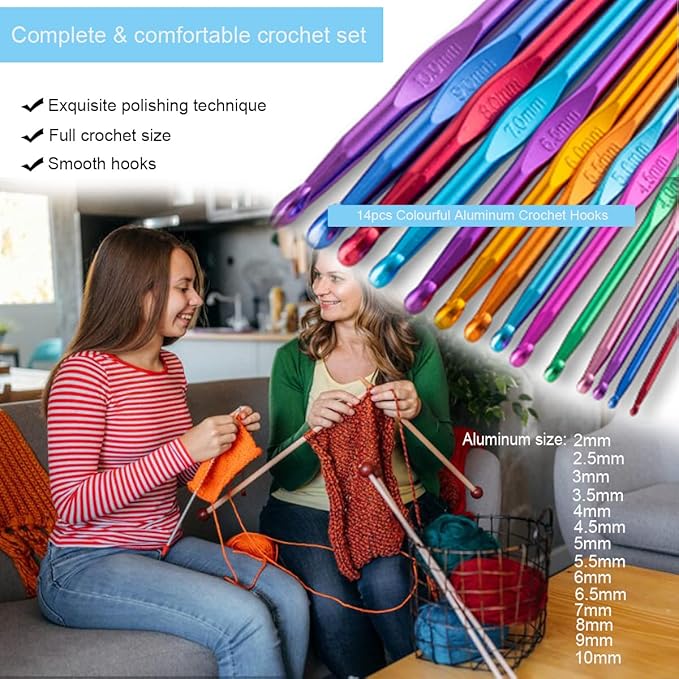 Mdoker 100 Pieces Crochet Kit with Yarn and Knitting Accessories Set,Complete Knitting Kit for Beginners Include Soft Grip Crochet Hooks,Aluminum Crochet Hooks,Crochet Yarn Balls,Crochet Supplies Set