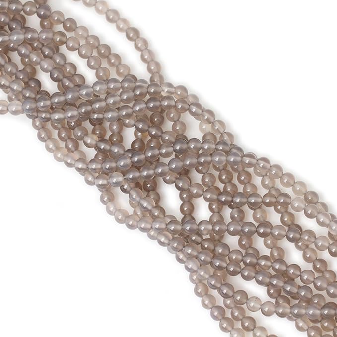 60PCS 6mm Smooth Surface Grey Agate Round Loose Beads Energy Stone for Jewelry Making 1 Strand 15"