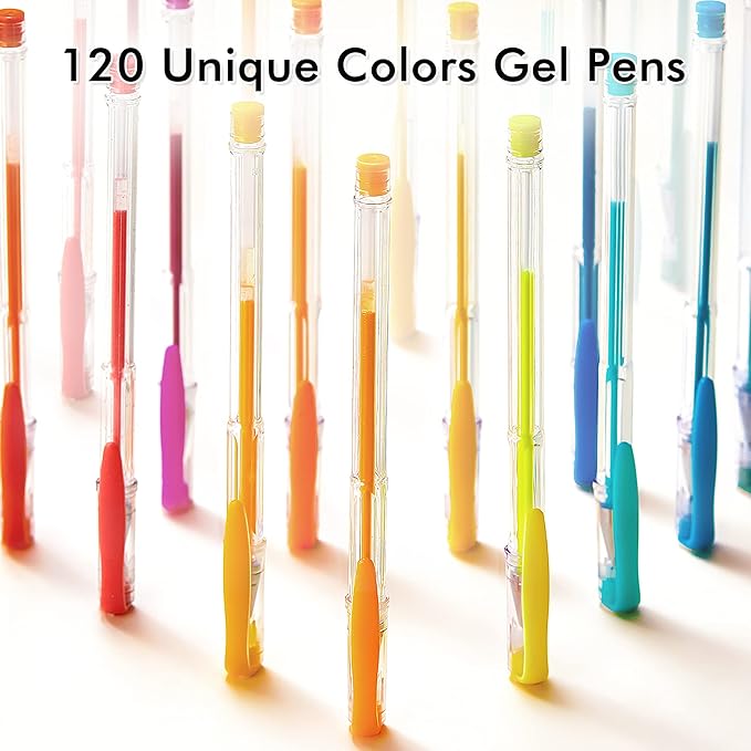 Shuttle Art 120 Unique Colors (No Duplicates) Gel Pens Gel Pen Set for Adult Coloring Books Art Markers (Pack of 2)