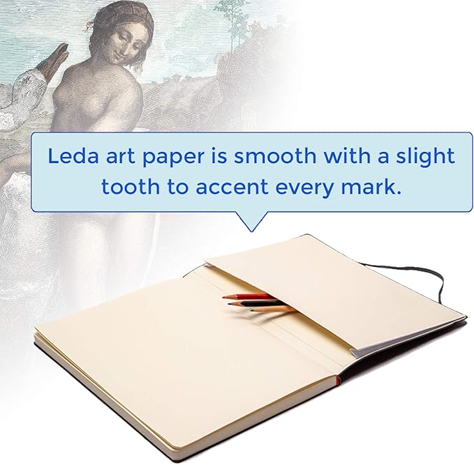 a5 sketchbook, lay flat softcover sketch book for everyone, ideal for ink, water color, pen, pencils, 160 tear resistant pages, size: medium, leda art supply