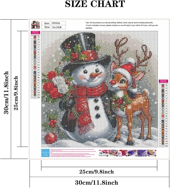 Christmas 5D Diamond Art Kits for Adult, Xmas Snowman Deer Diamond Painting Kits for Beginners, DIY Full Drill Winter Holiday Rhinestone Diamond Dots Gem Painting Art Craft Home Decor 12 x12 Inch