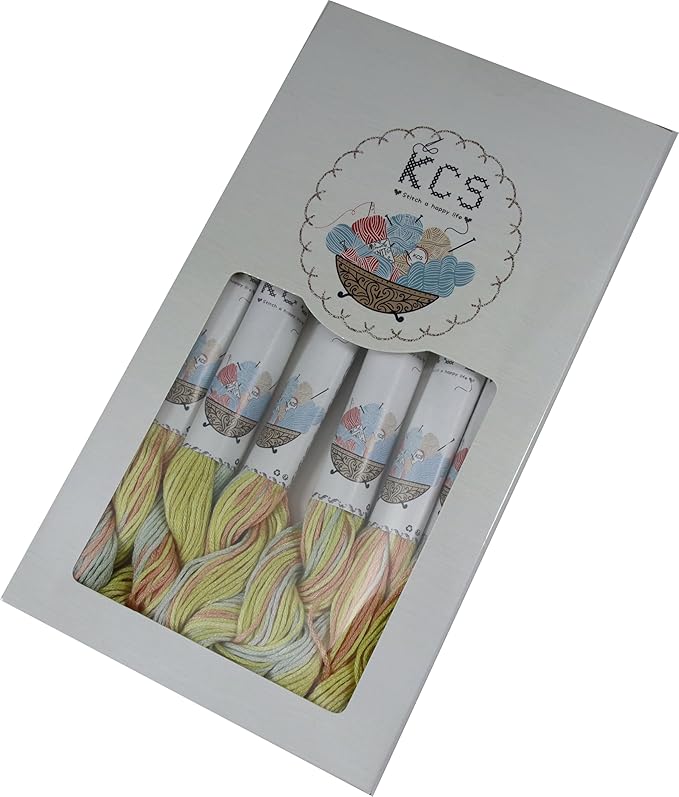 KCS Big skeins of 25 Meters Size 25 Color Variegated Cross Stitch Stranded Threads,6 skeins,4508