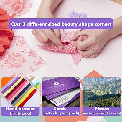 3 in 1 Decorative Corner Punch, 3 Way Corner Paper Cutter for Paper Crafts, Bullet Journals, Greeting Cards, Postcards, Photos, DIY Projects, Invitations Cards, and Scrapbooking