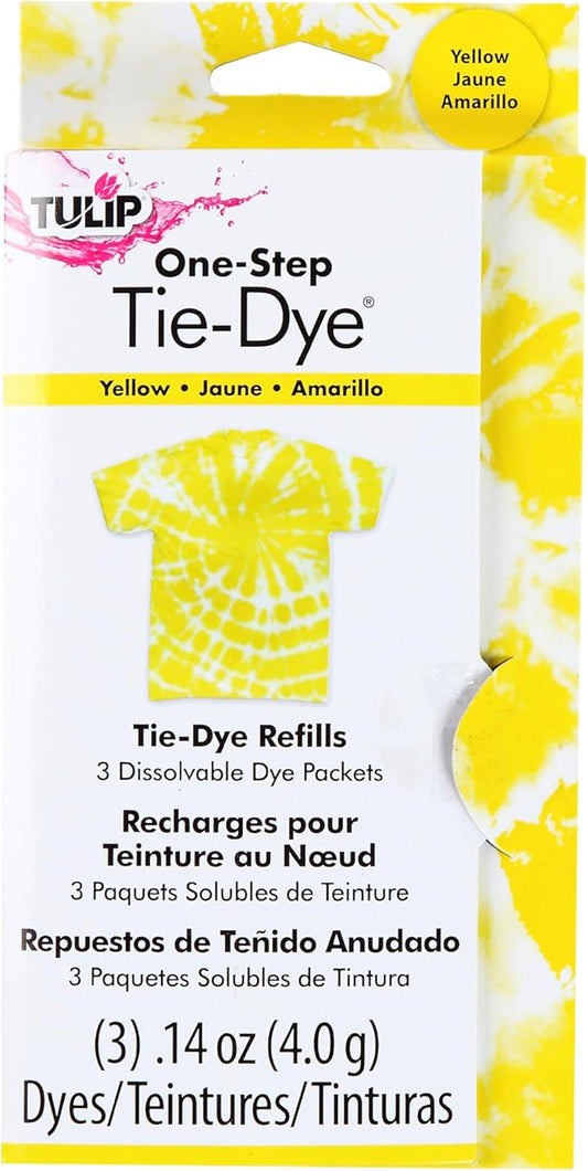 Tulip One-Step Tie-Dye Kit Fabric , 3 Fabric Dye Refill Packs, Yellow