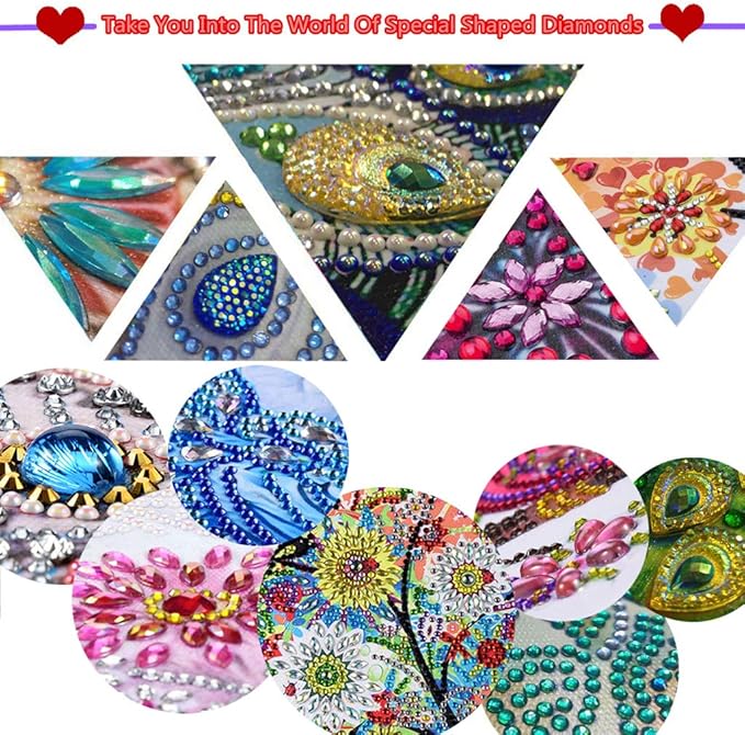 YEESAM ART DIY 5D Rhinestone Painting Christmas Decorations Hanging Kit, Blue Flowers Daisies 20x23cm Rhinestone Art for Wall Door Window Decorations Hanging Mosaic Crafts Ornaments