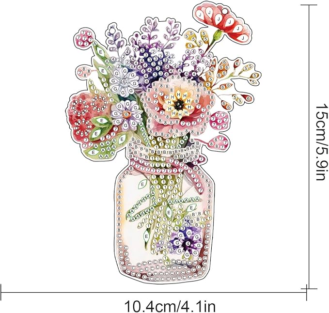 Floral Jar Diamond Painting Hanging Ornament, DIY 5D Special Shaped Rhinestone Acrylic Pendant, Vase with Flowers Diamond Art Kit for Wall, Door, Window or Garden Decoration, Handmade Craft Gift