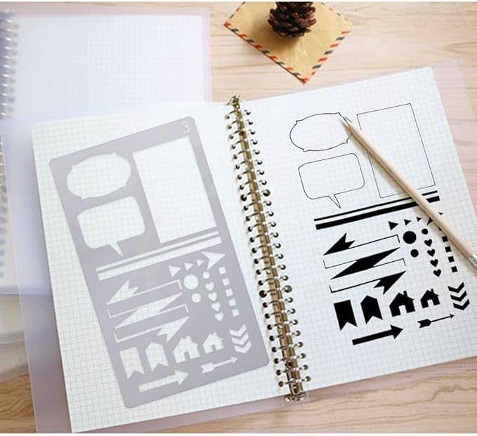 30 PCS Journal Stencils, Planner Stencils for Junk Journal Notebook Diary Scrapbook DIY Drawing Template Journal Stencil 4x7 Inch