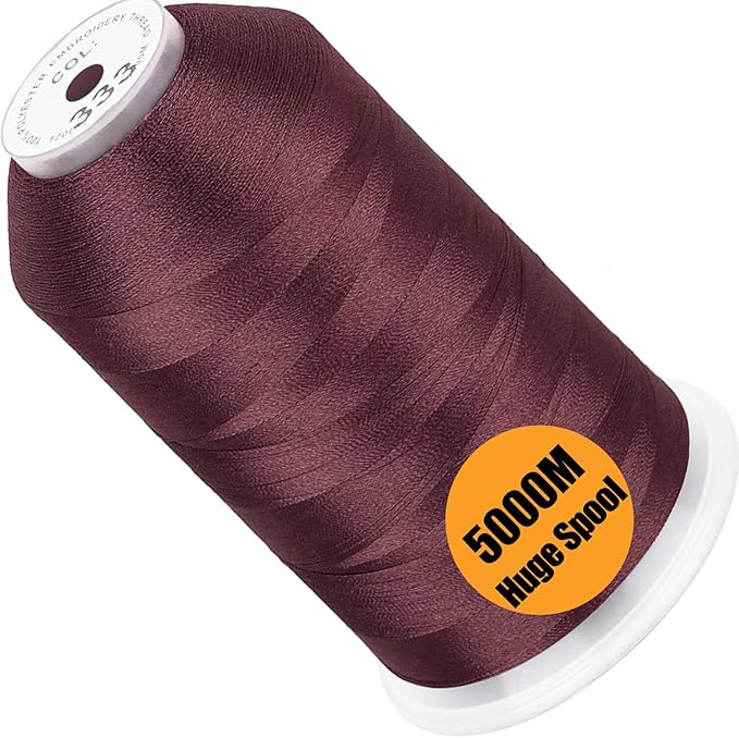 New brothread - Single Huge Spool 5000M Each Polyester Embroidery Machine Thread 40WT for Commercial and Domestic Machines - Amber Red