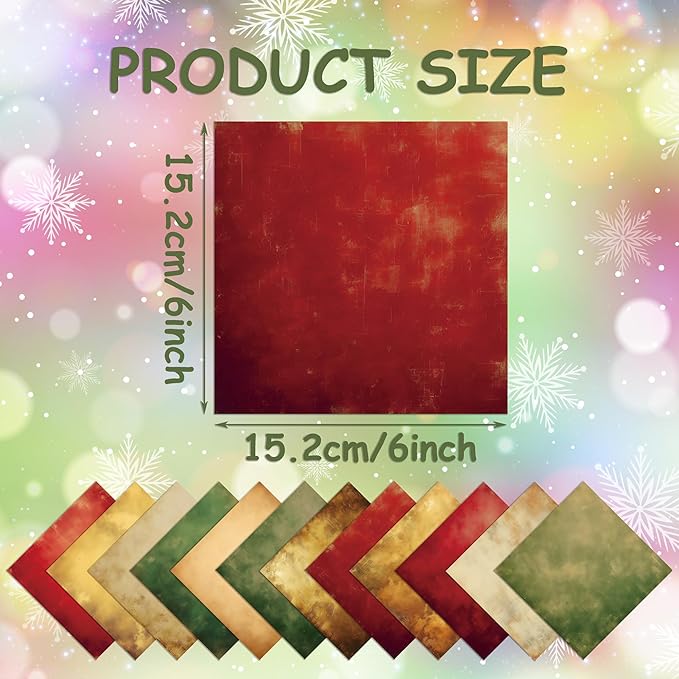 Christmas Pattern Scrapbook Paper, 6 Inch Card Production Supplies, 24 Sheets Single Sided Acid-Free Cardstock Greeting Card, Handmade Gift Journaling Craft Kits (L-style)